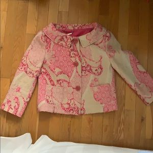 Elie Tahari boat neck vintage pink paisley jacket
